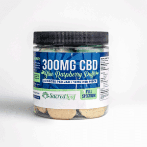 Sacred Leaf CBD Blue Raspberry Puffs Gummies - 300mg